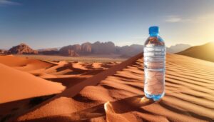 日差しを浴びるペットボトル