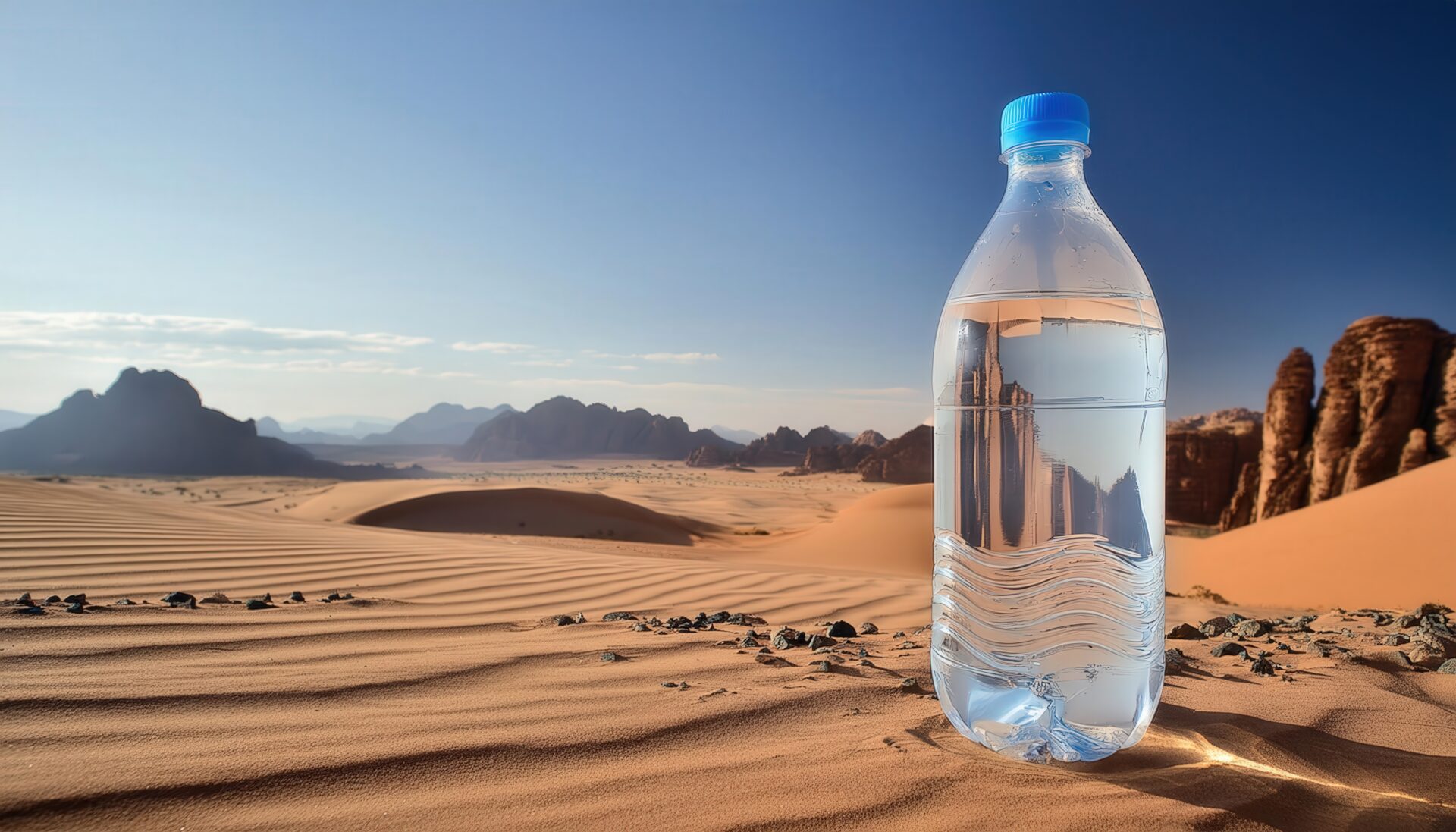 砂漠とペットボトル