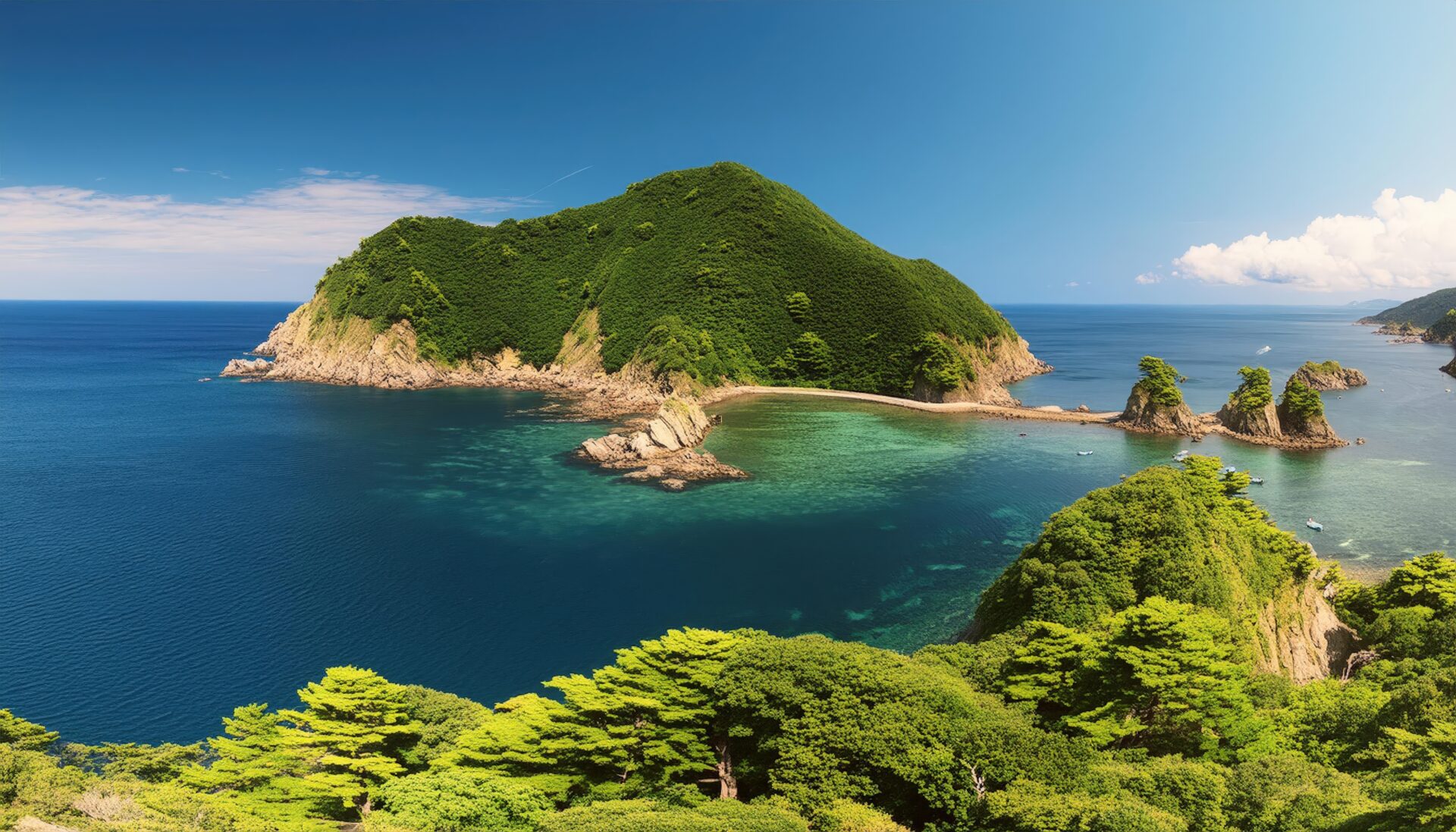 青い海と緑の島