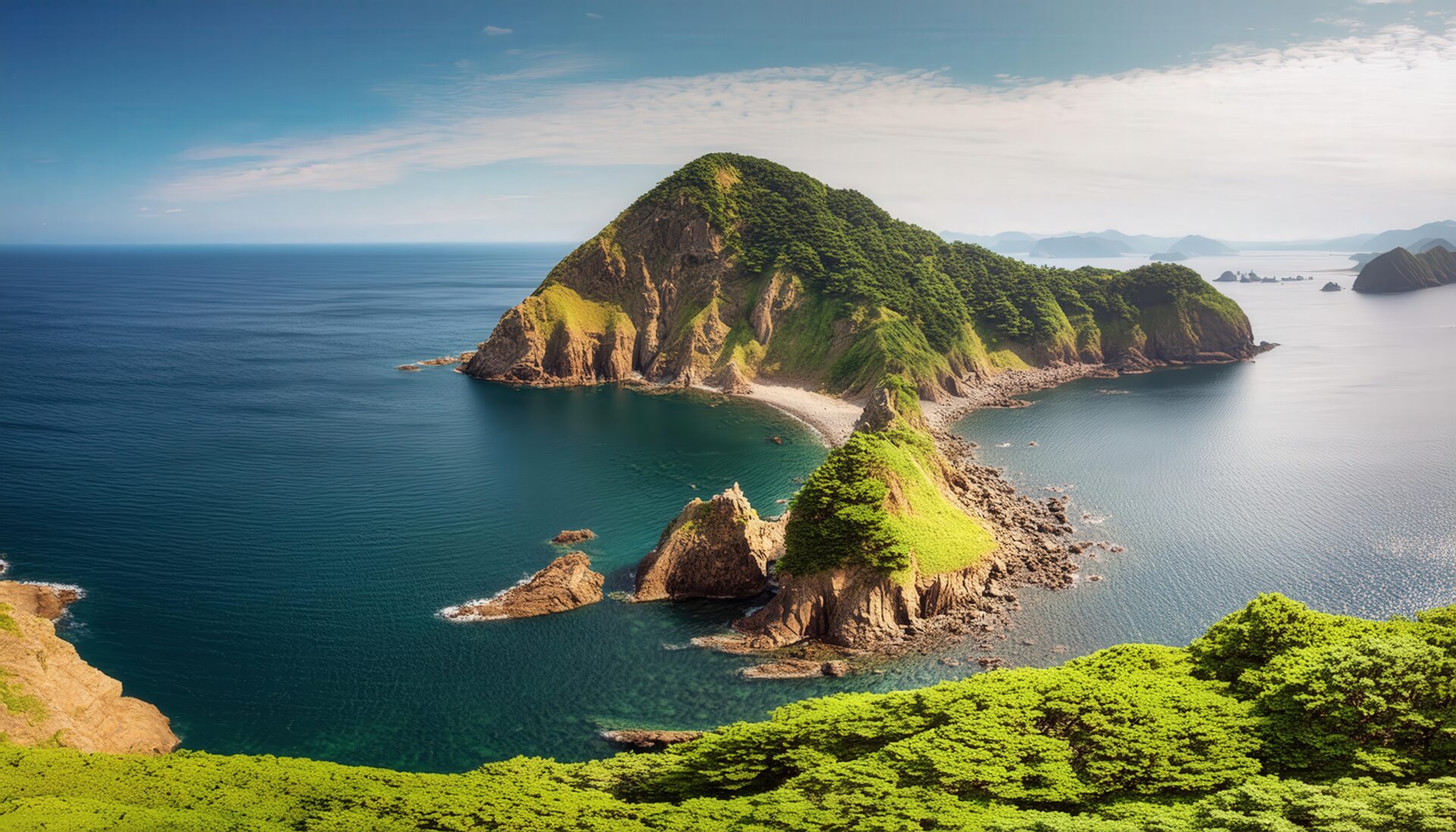 青い海に浮かぶ緑の島