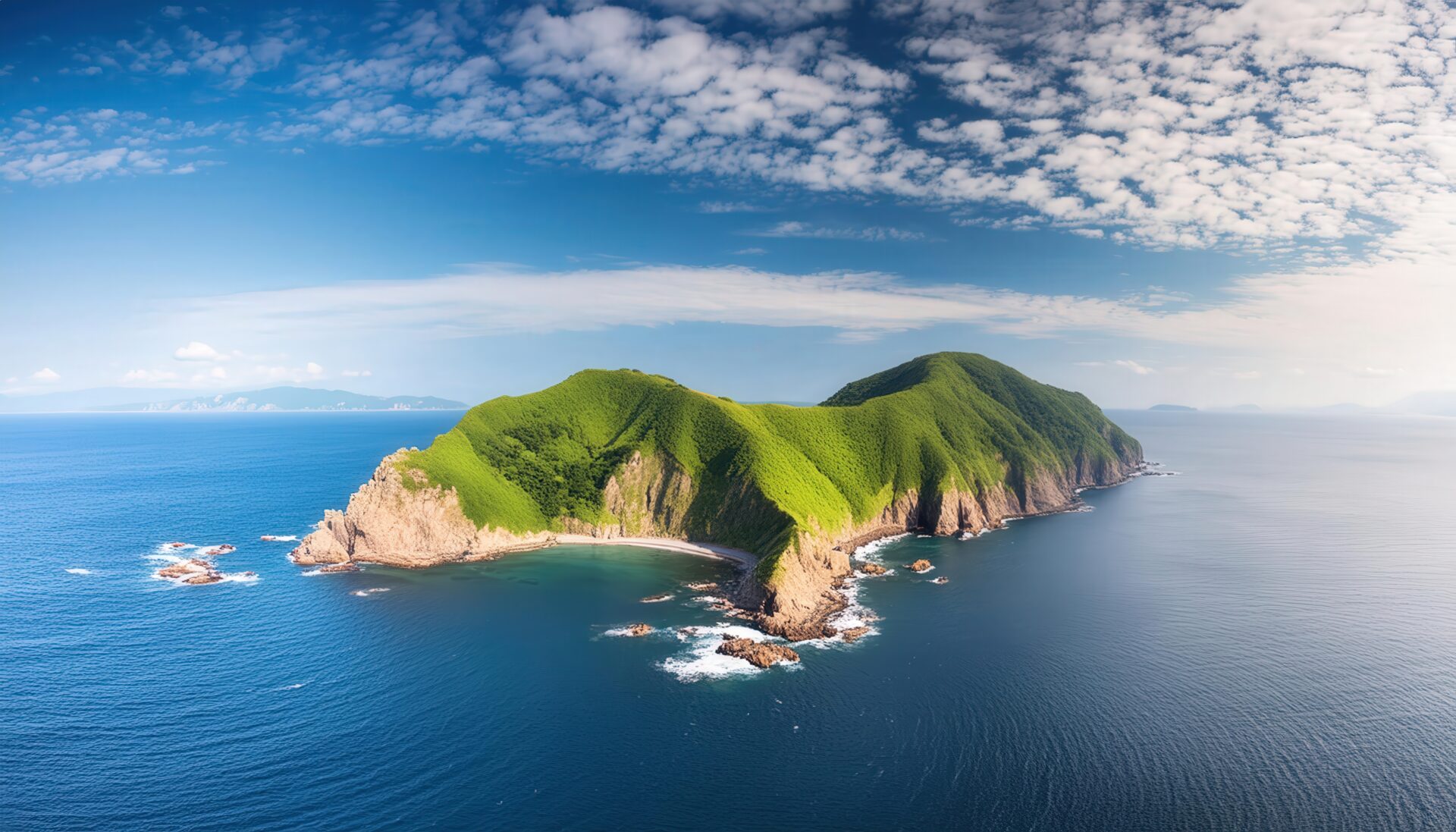 島全景と海の風景
