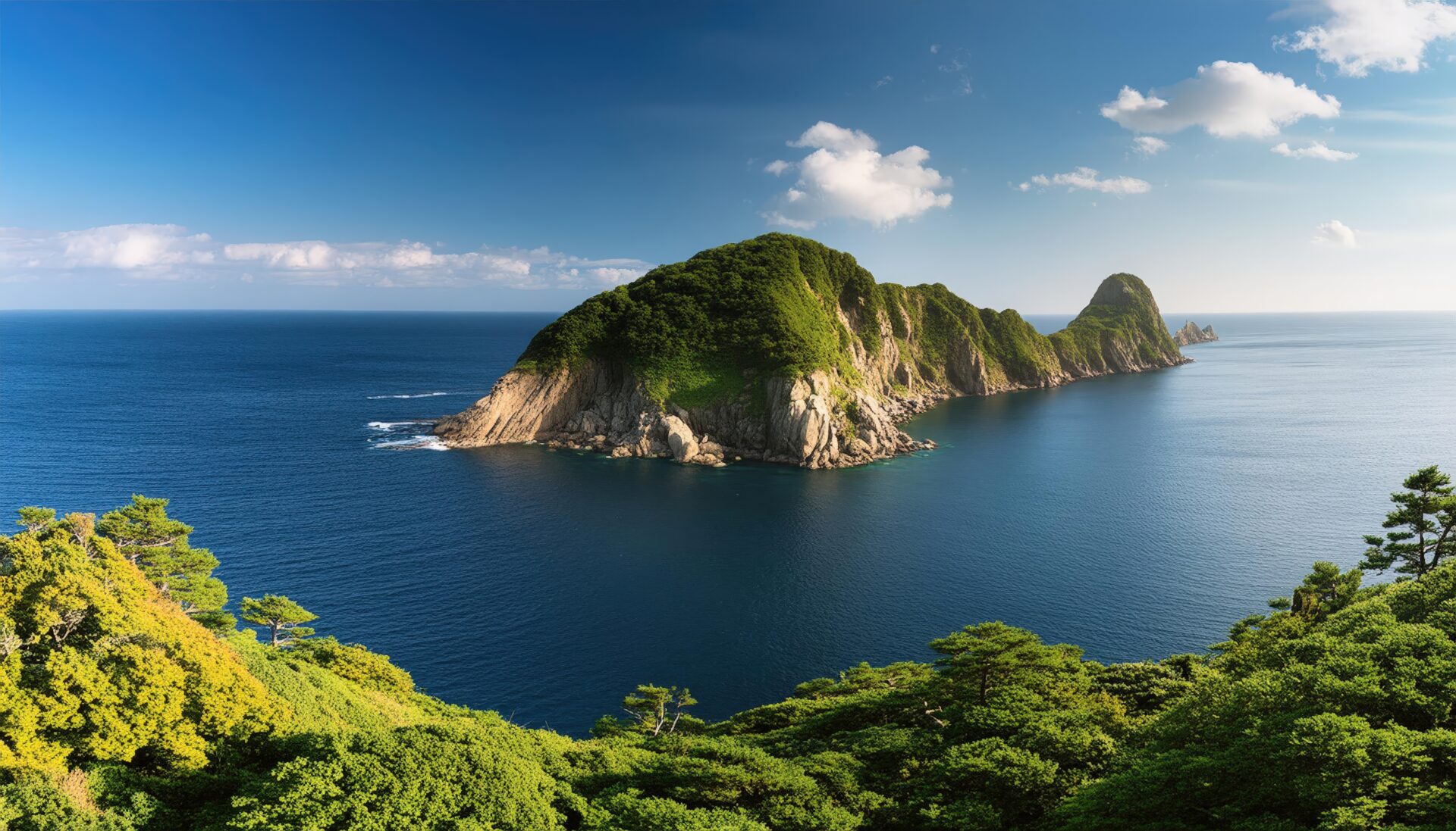 海に突き出た岬の島