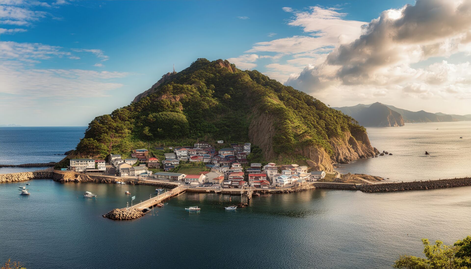 山裾に広がる港町