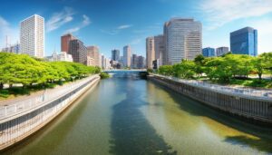 都市の川とビル群