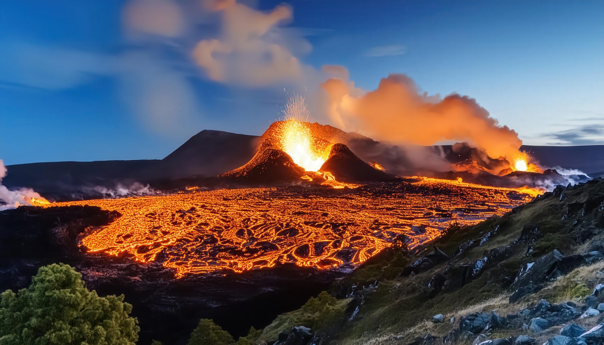 溶岩に包まれる大地