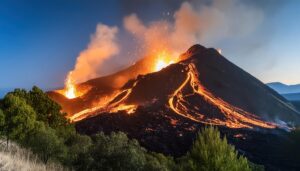 山肌を流れる溶岩