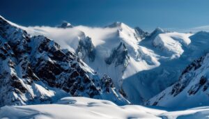 厳冬の雪山と氷河