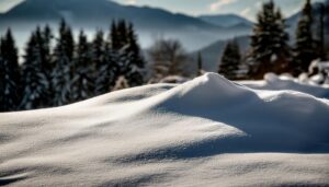 雪に覆われた丘と木々