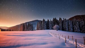 雪原と星空の夜景