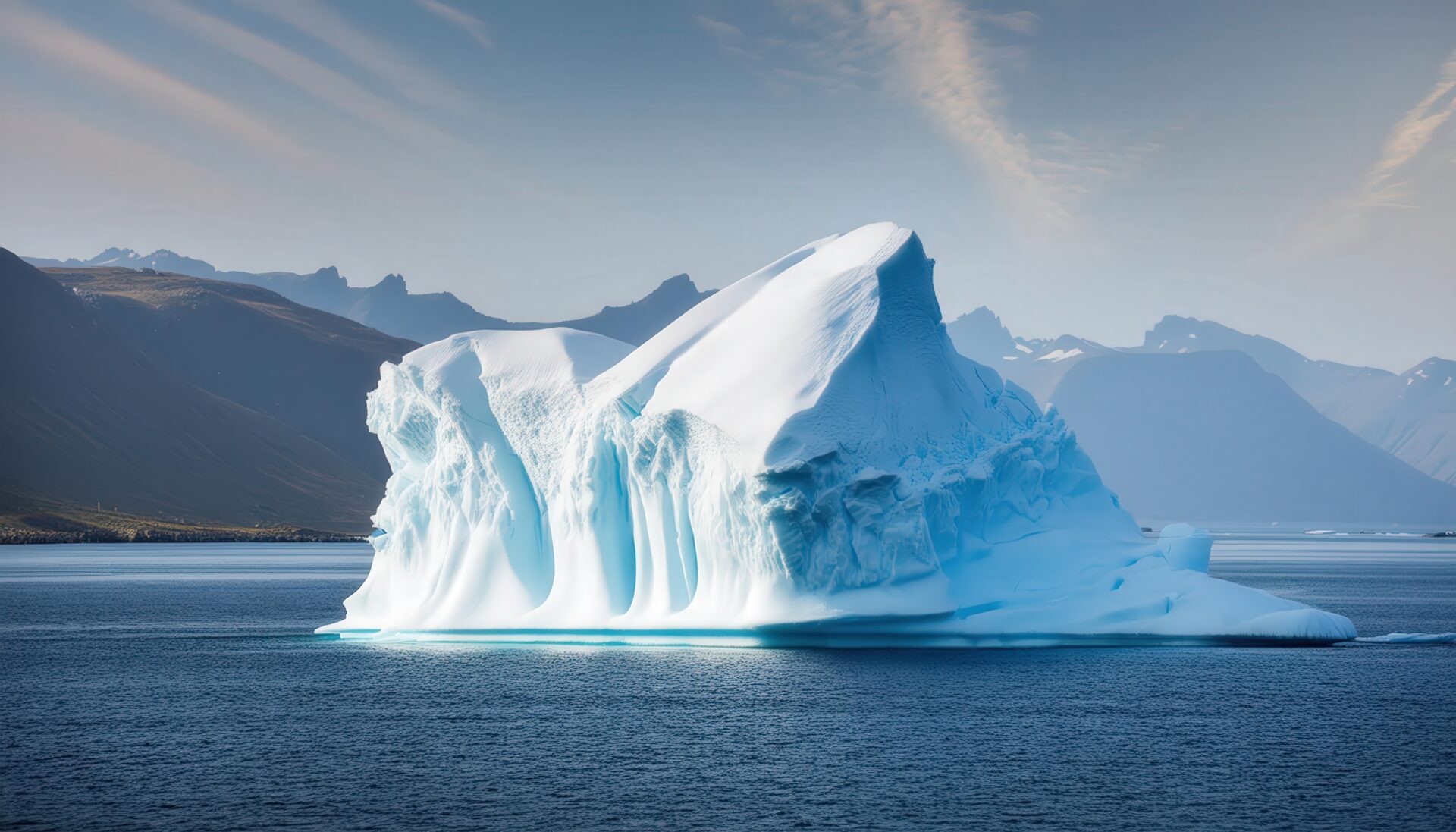氷山と山脈の海景