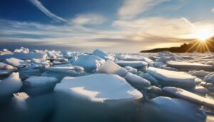 朝焼けの流氷