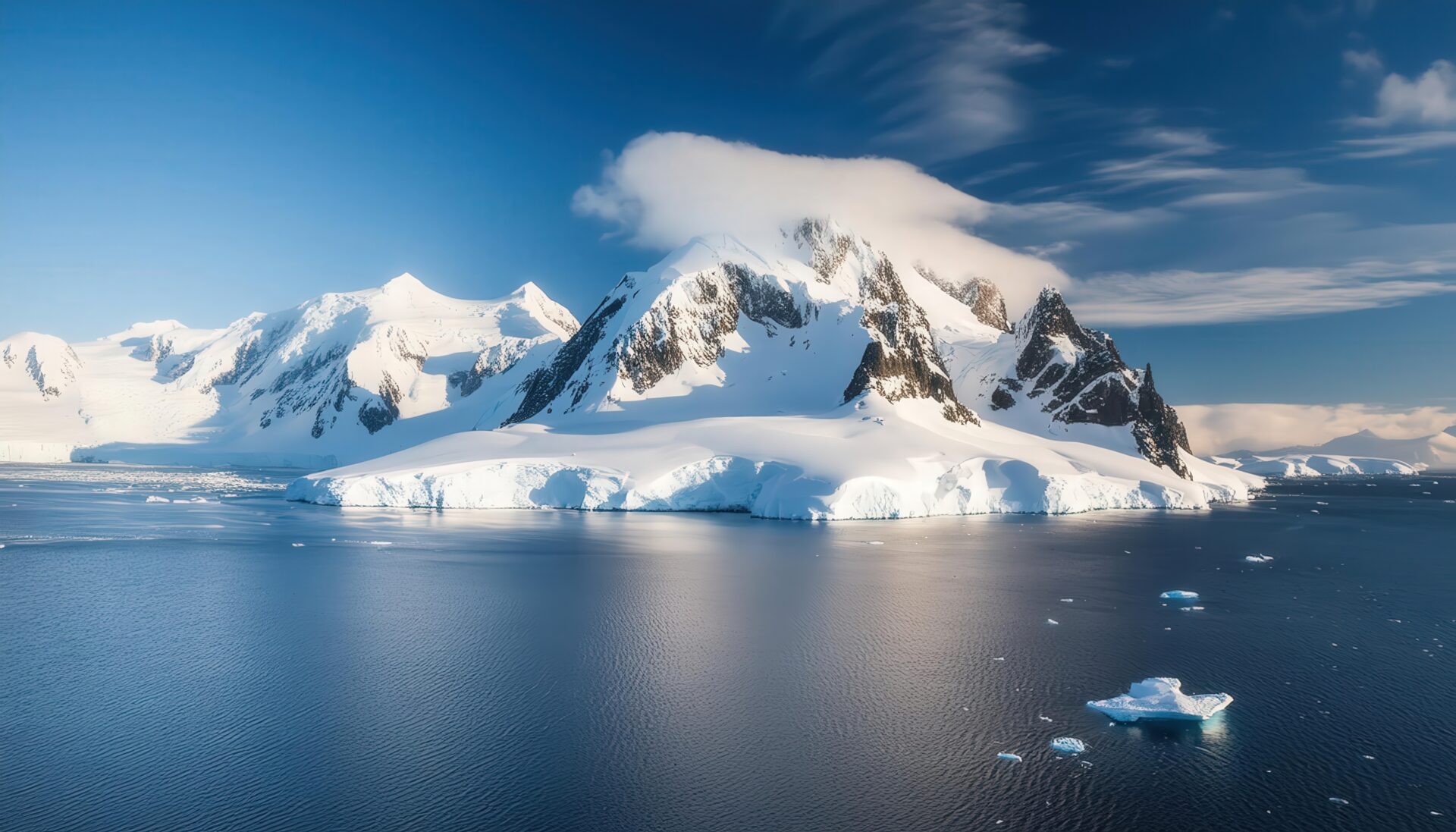 雪山と海の風景
