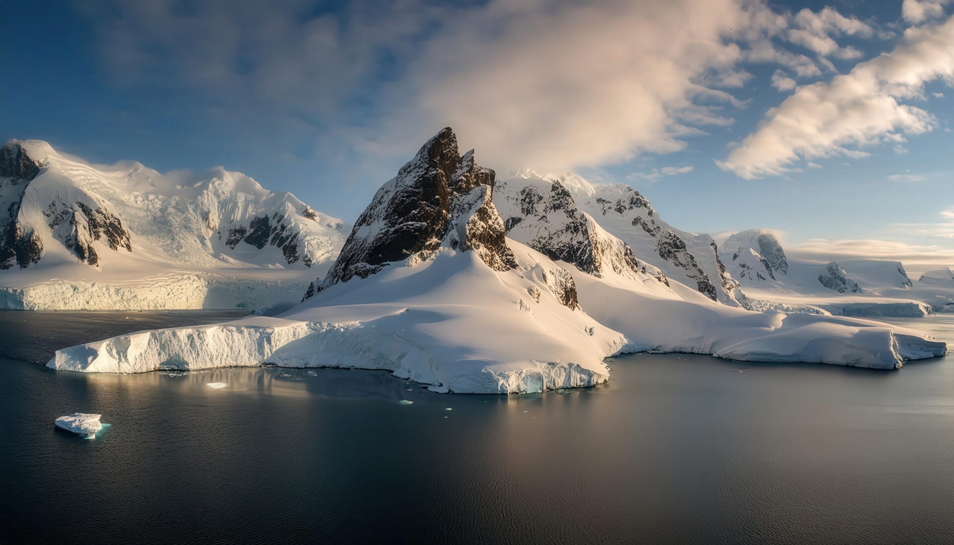 朝日に染まる雪山