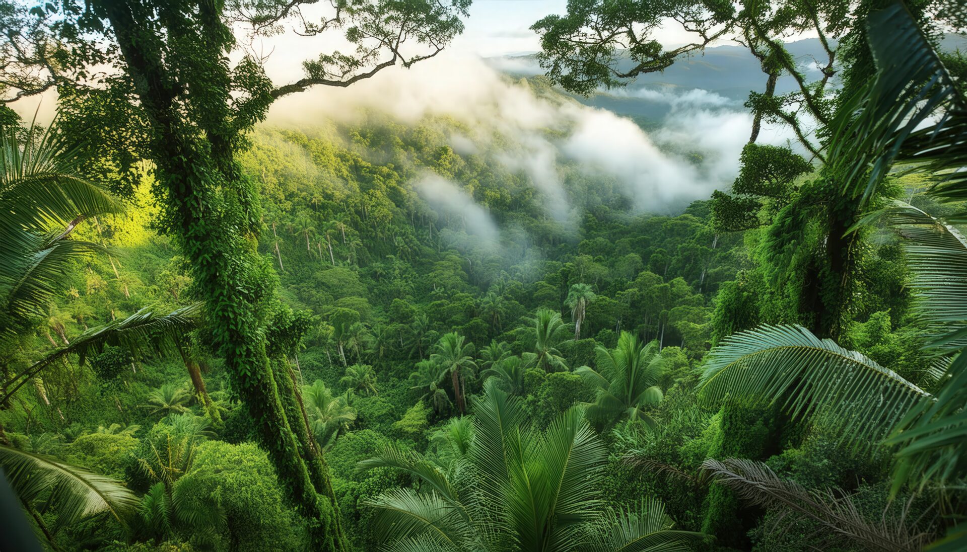 ジャングルの霧と光