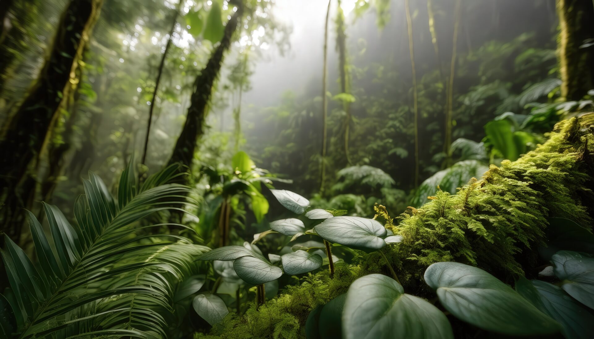 ジャングルの葉と苔