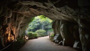 洞窟の中の遊歩道