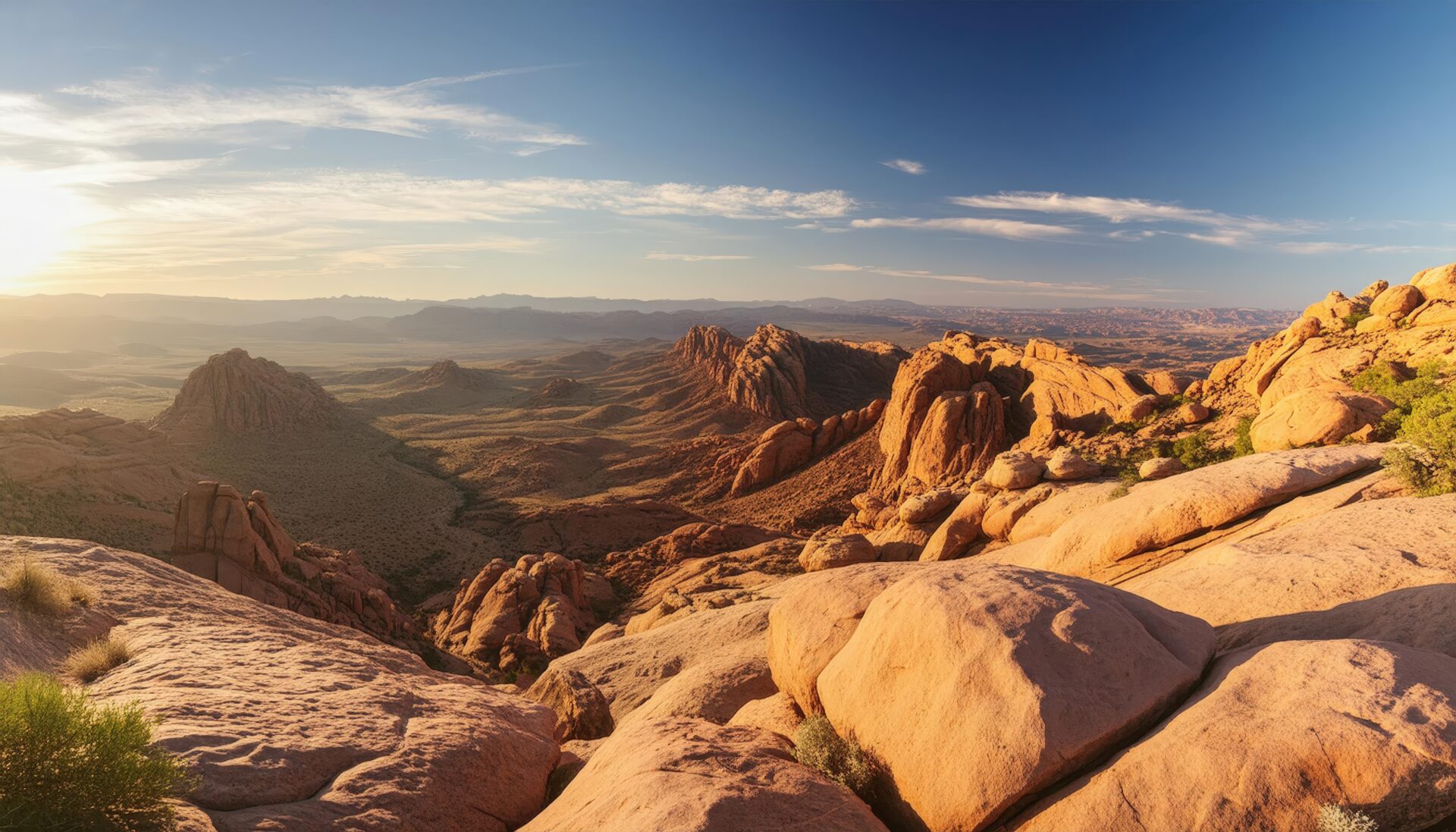朝日が昇る砂漠