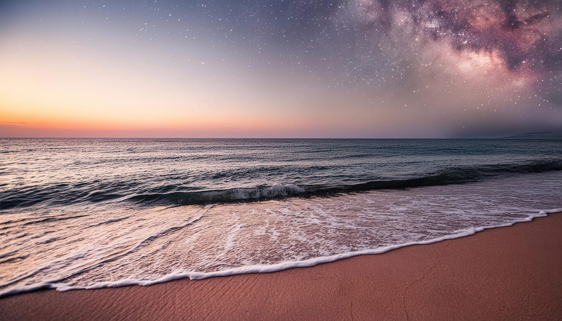 星空と夕暮れの海