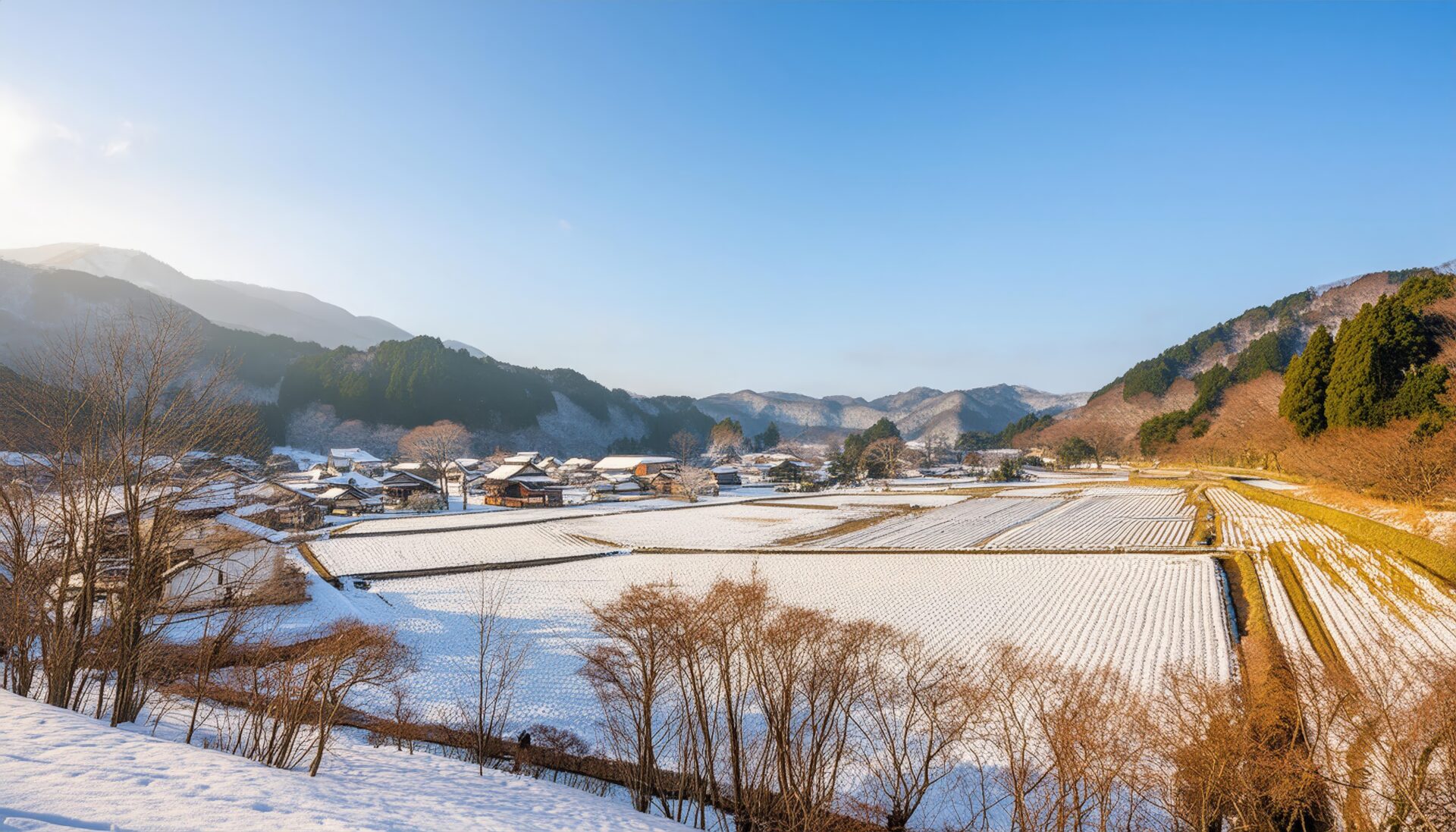 雪の積もる農村集落
