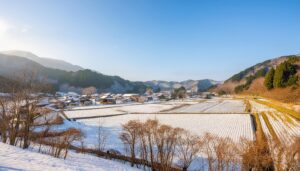 雪の積もる農村集落