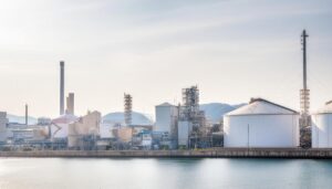 工場地帯と水辺