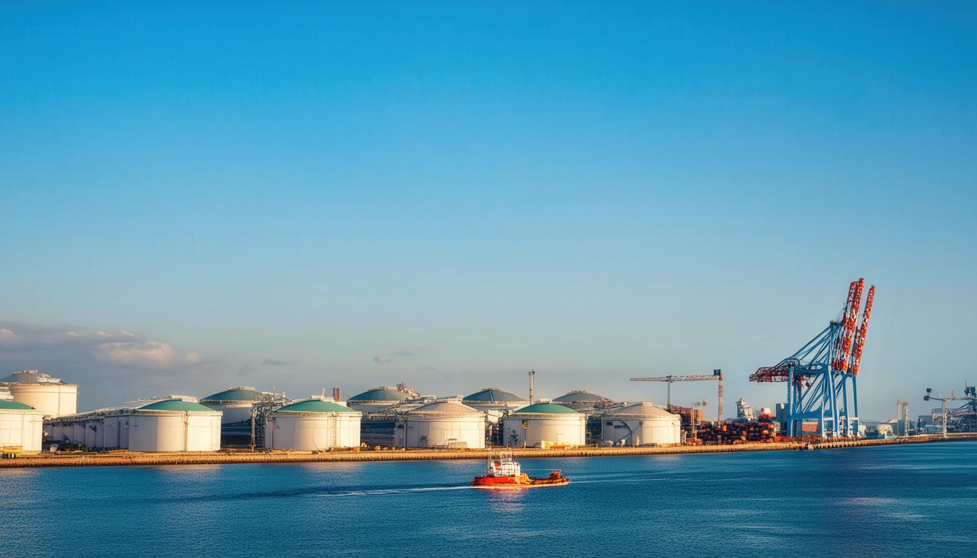 石油タンクと港湾