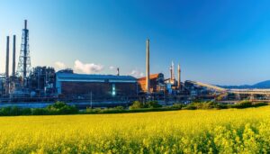 青空と工場地帯