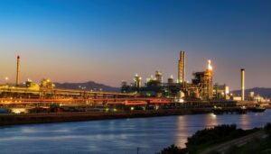 炎の上がる工場