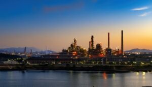 川辺の夜景プラント