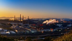 夕焼けの工業地帯