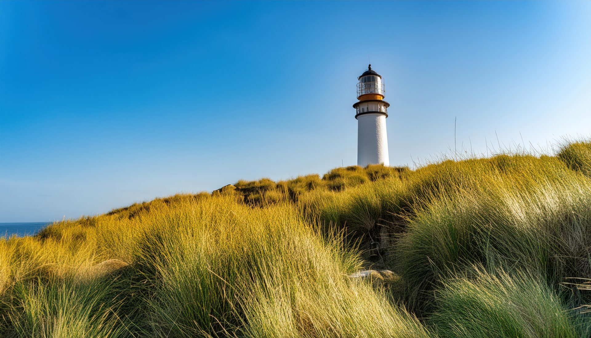 灯台と草原の風景