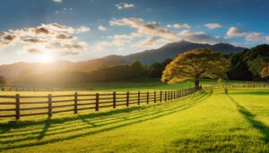 大きな木と牧場