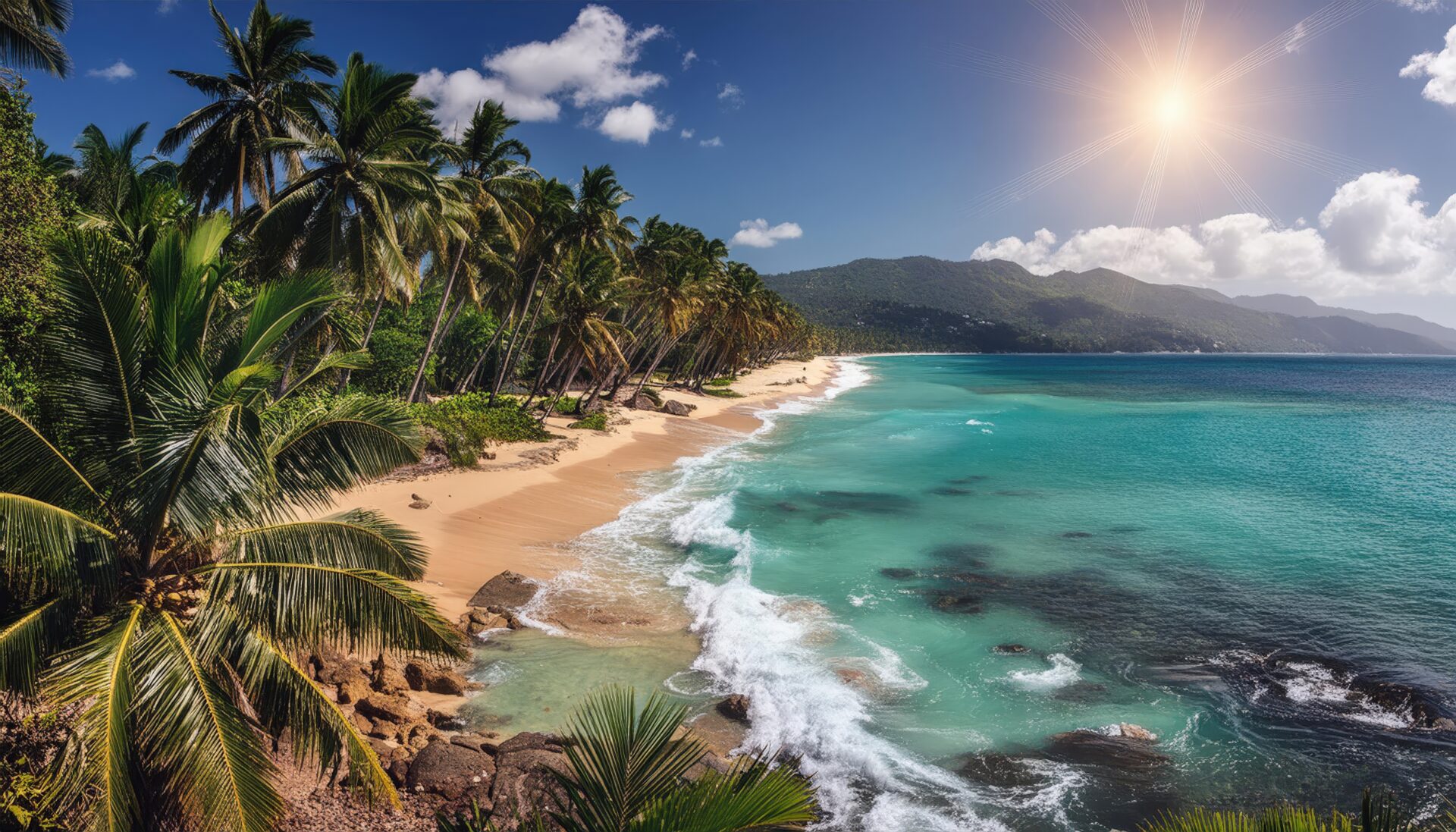 ヤシの木と海岸線