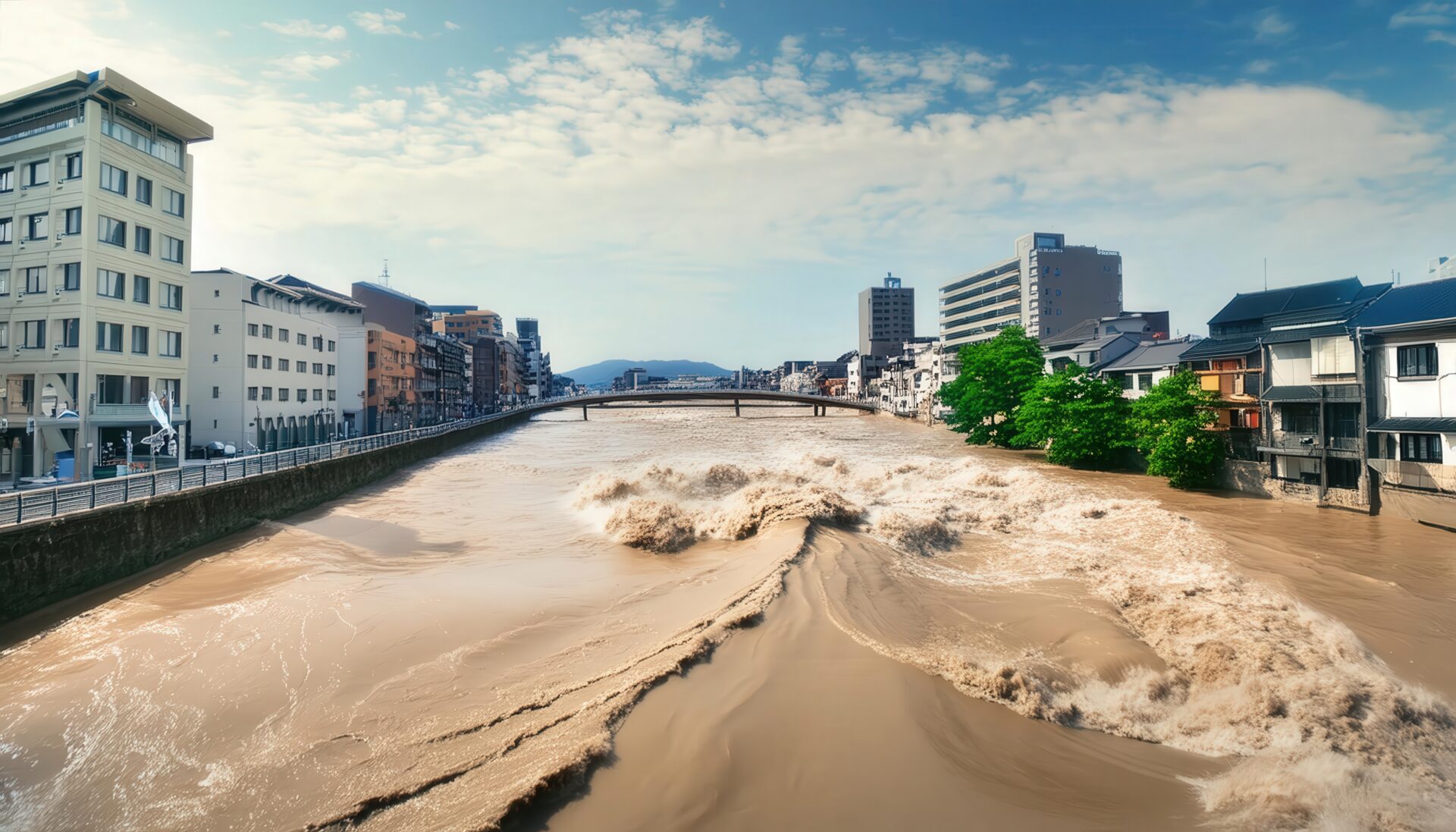 増水する都市河川