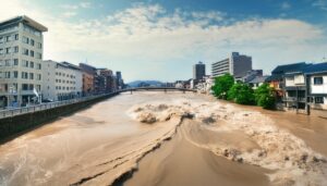 増水する都市河川