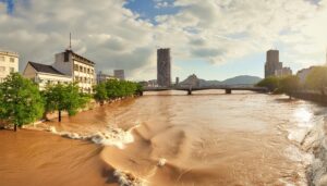 川の氾濫と都市景観