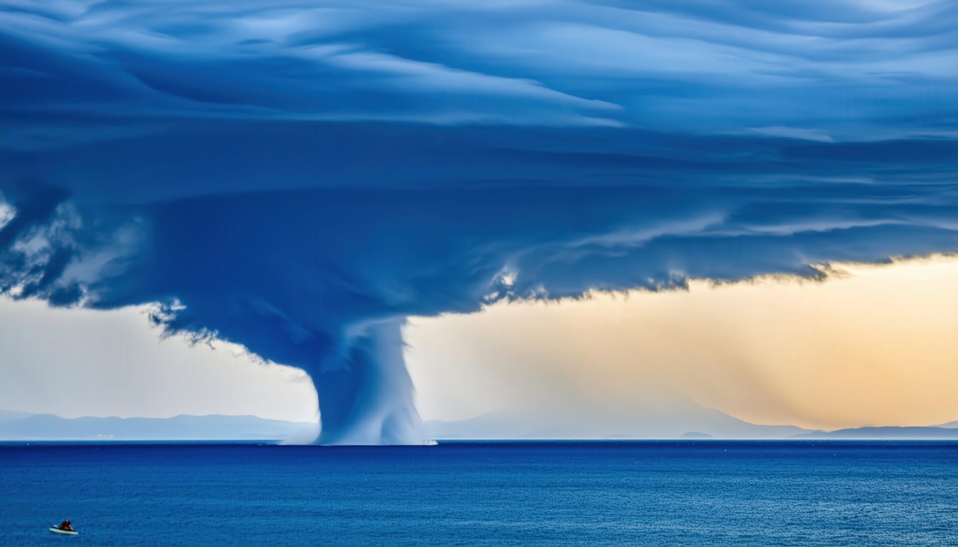田畑に接近する巨大竜巻