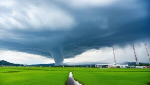 田園風景と竜巻