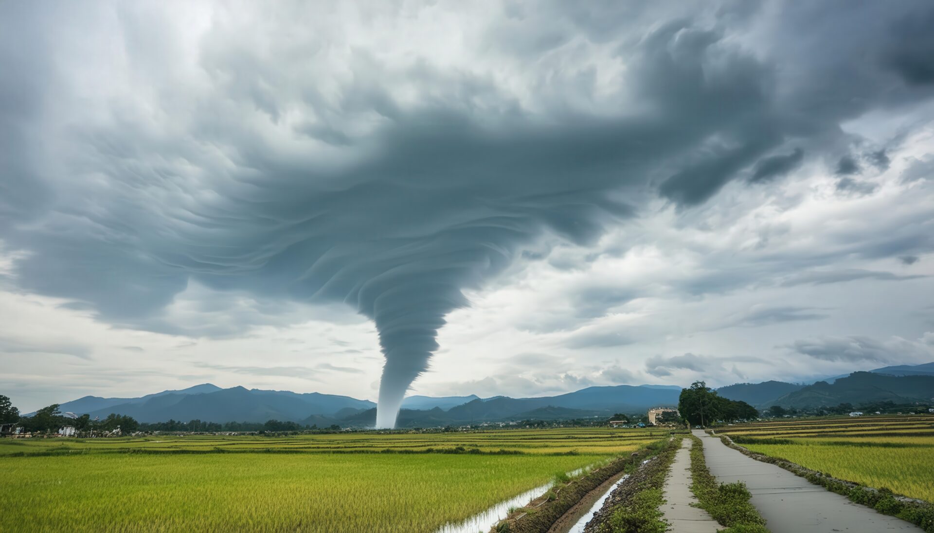 農村に接近する竜巻