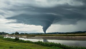 河川沿いの竜巻