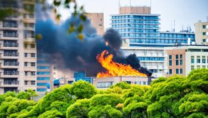 都市部のビル火災