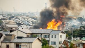 住宅街の大規模火災