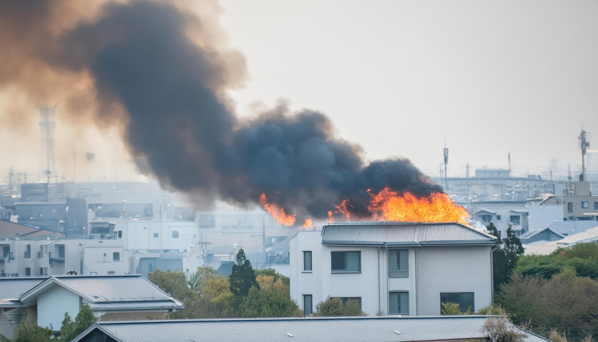 屋上火災の発生