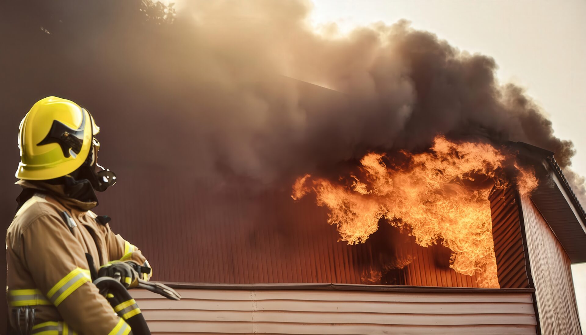 火災現場の消防士