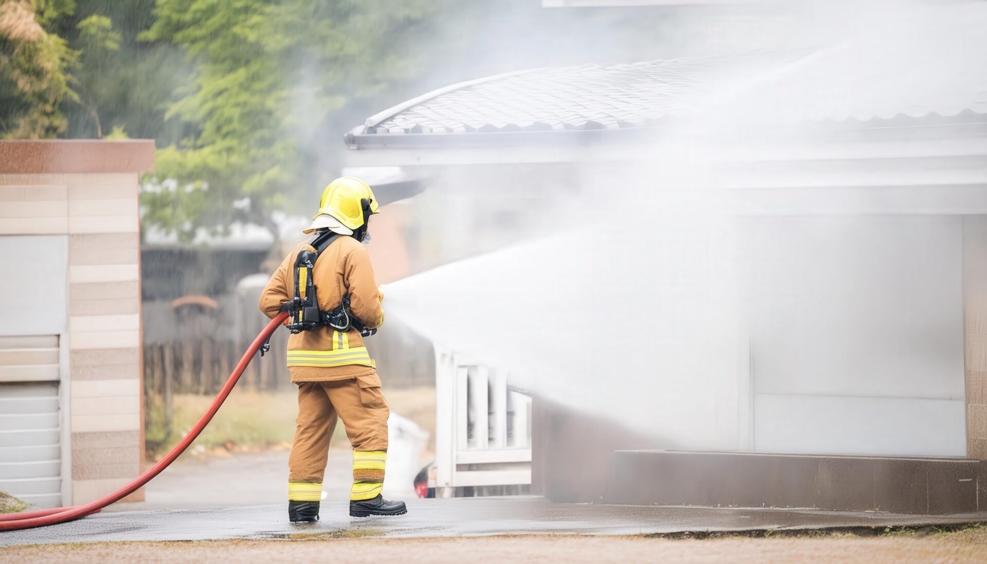 消火作業中の消防士