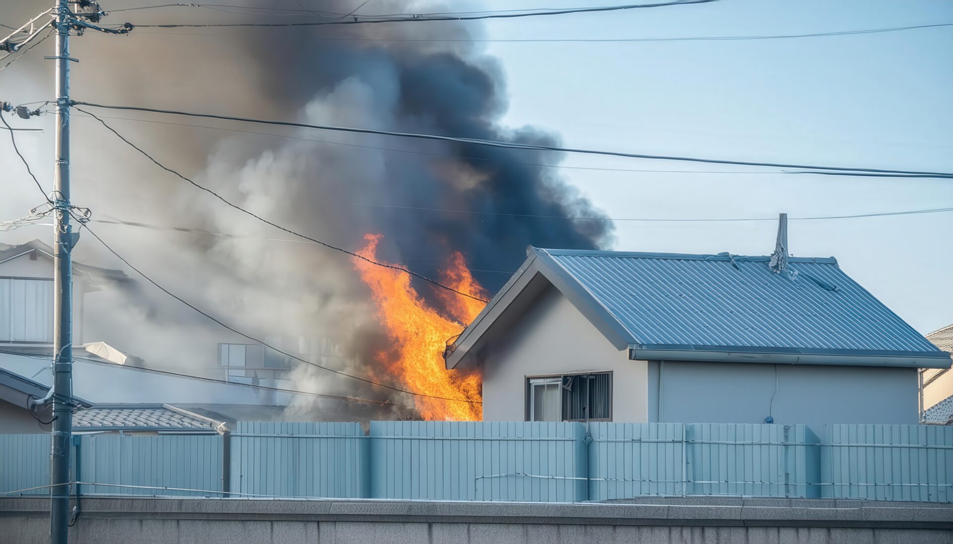 家屋の屋根火災