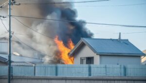家屋の屋根火災