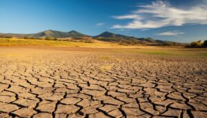乾燥した大地と山