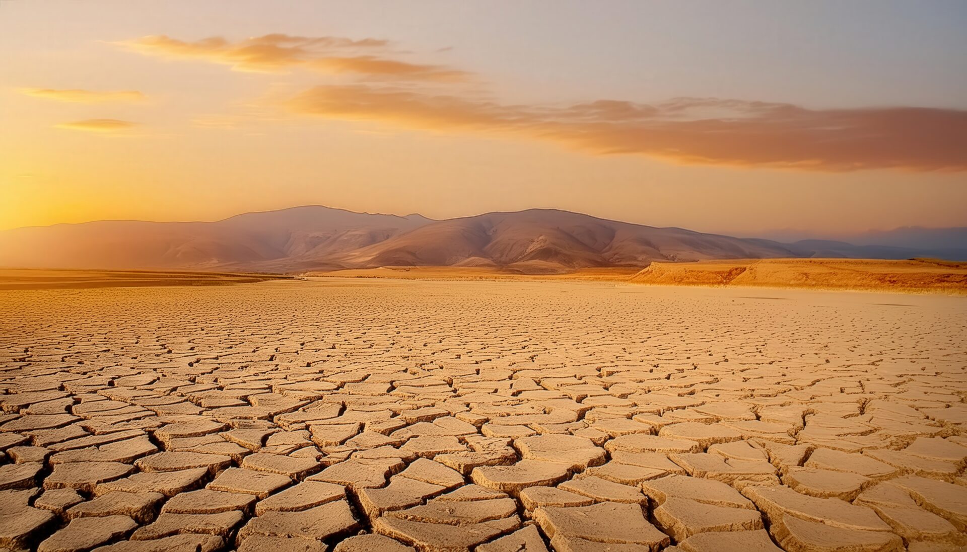 乾燥した荒野の夕方