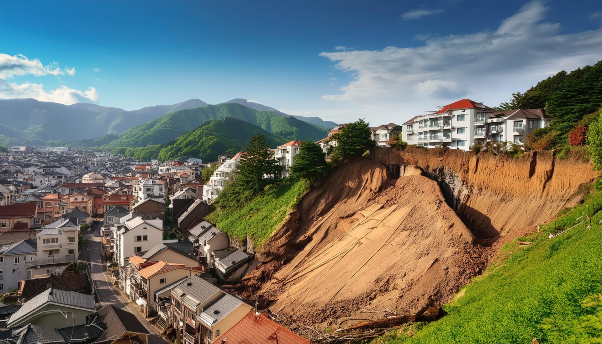 住宅地の大規模地滑り
